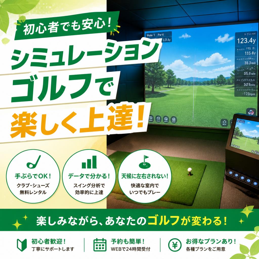 初心者でも安心！シミュレーションゴルフで楽しく上達！